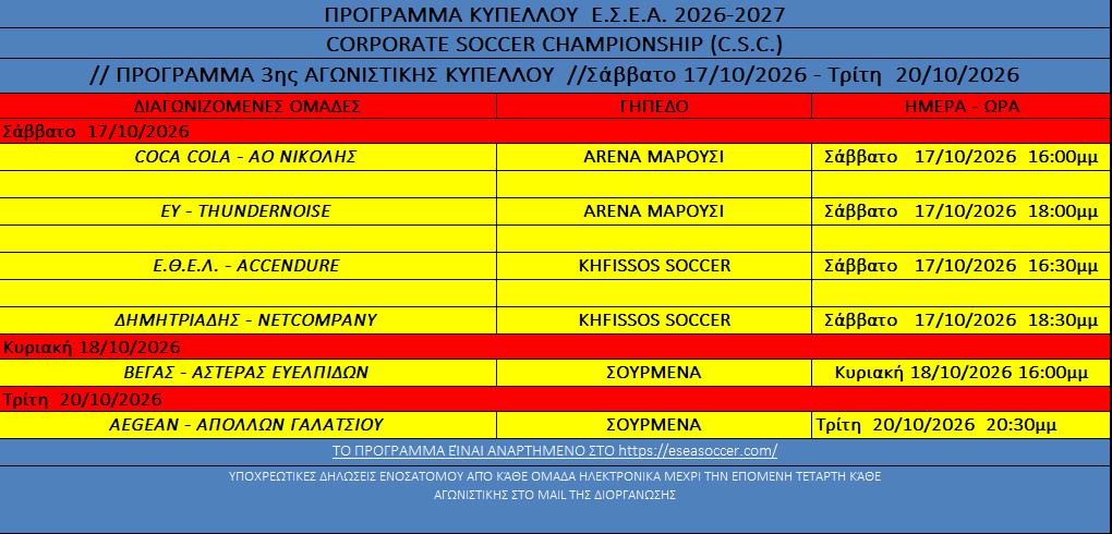 ΠΡΟΓΡΑΜΜΑ 3ηε ΚΥΠΕΛΛΟΥ ΕΣΕΑ 2026-2027